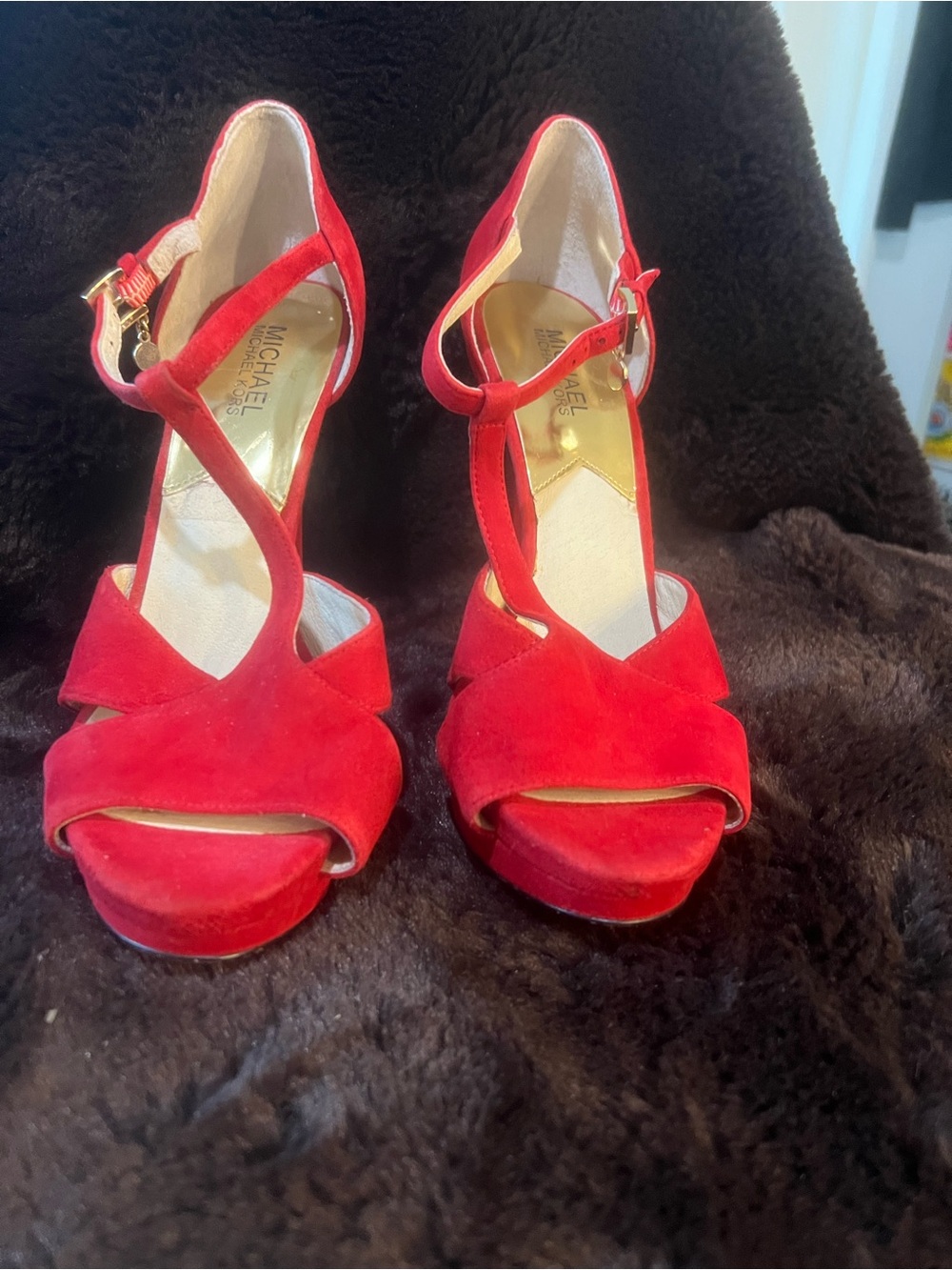 MICHAEL Michael Kors Red Suede Platform Heels